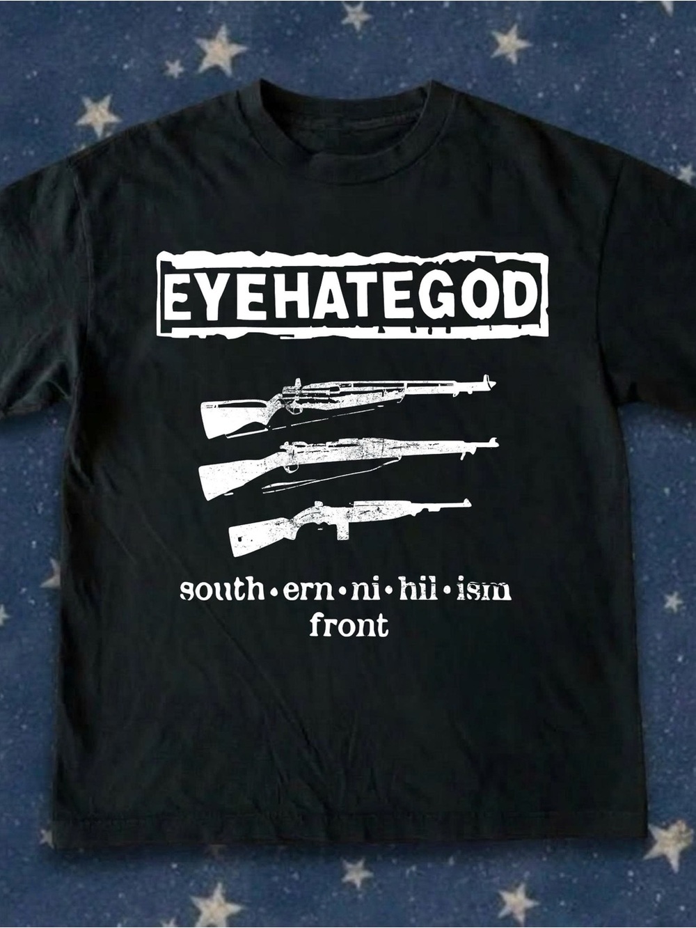 Gildan Black Tee with White Band Graphic